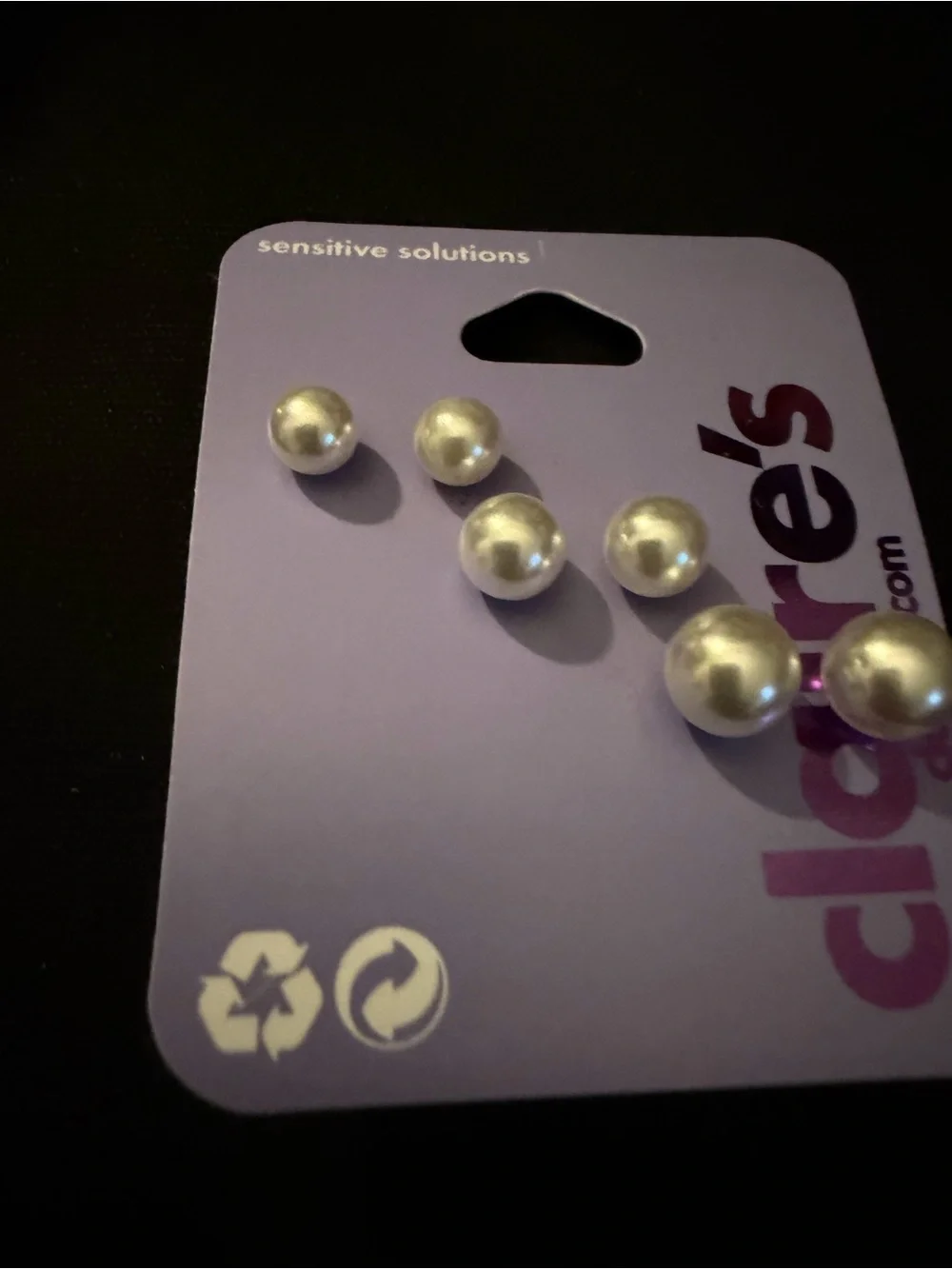 Claire’s Pearl-Look Stud Earring Set - White